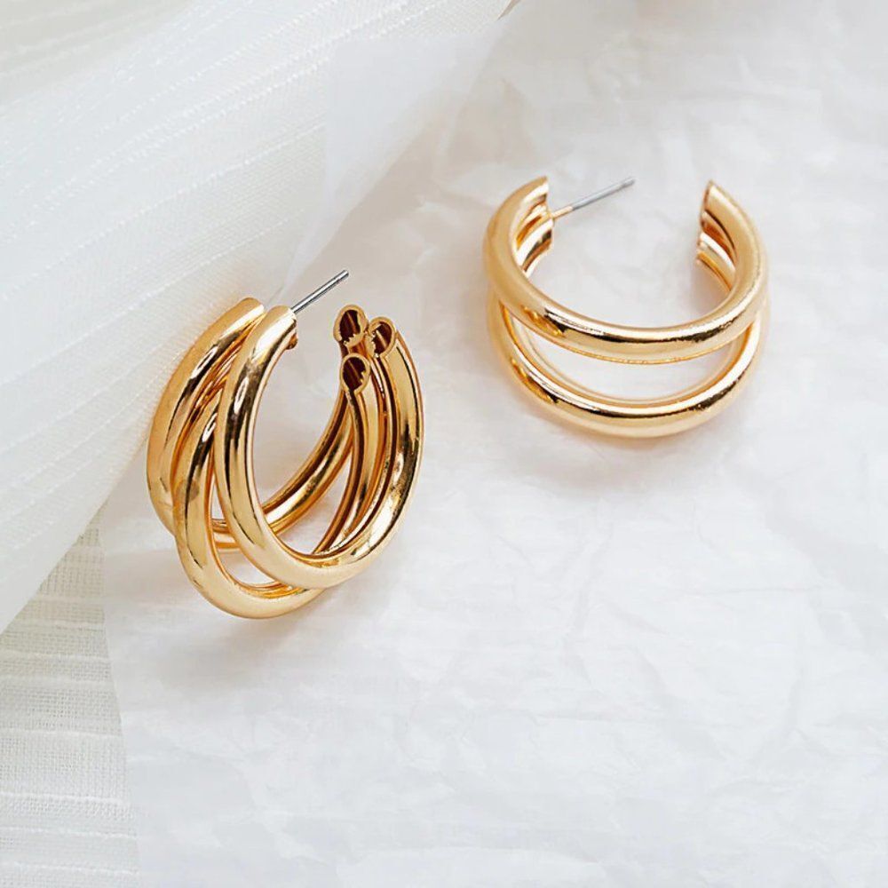 Anthropologie Lauryn Gold Hoop Earrings